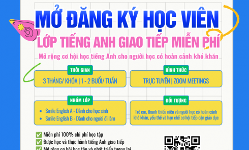 Mở đăng ký lớp tiếng Anh giao tiếp miễn phí dành cho người khó khăn, yếu thế trực tuyến – đợt quý IV năm 2026
