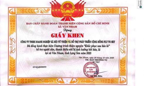 Fly To Sky được trao Giấy khen vì đóng góp tích cực trong hoạt động khắc phục sau bão lũ tại Lạng Sơn