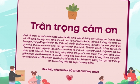 Cảm ơn & xin lỗi Chương trình “Đổi sách lấy cây” năm 2024 chính thức khép lại sau 12 tuần tổ chức