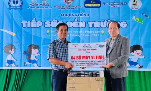 Biên bản xác nhận tài trợ và biên bản bàn giao tài trợ cho Trường Tiểu học Số 2 Phước Sơn, Xóm 12 - Lộc Thượng, Xã Tuy Phước Đông, tỉnh Gia Lai