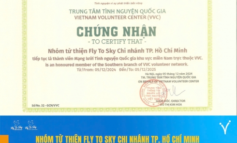 Nhóm từ thiện Fly To Sky Chi nhánh Thành phố Hồ Chí Minh tiếp tục được công nhận là thành viên Mạng lưới Tình nguyện Quốc gia khu vực miền Nam, trực thuộc Trung tâm Tình nguyện Quốc gia (Trung ương