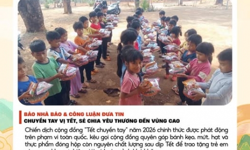 Báo điện tử Nhà báo và Công luận đưa tin | Chuyền tay vị Tết, sẻ chia yêu thương đến vùng cao