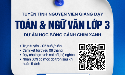Tuyển Tình nguyện viên dạy Toán - Ngữ Văn cho học sinh Lớp 3 thuộc Dự án Học bổng “Cánh Chim Xanh”