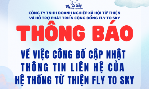 Thông báo về việc công bố cập nhật thông tin liên hệ của Hệ thống từ thiện Fly To Sky 
